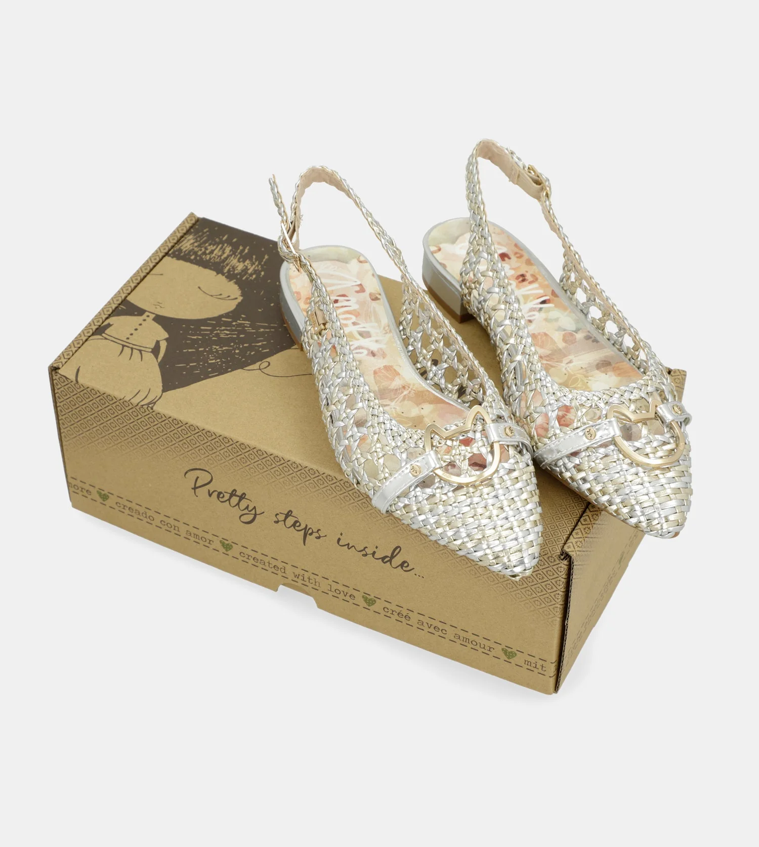Ballerines slingback dorées et argentées - Image 2