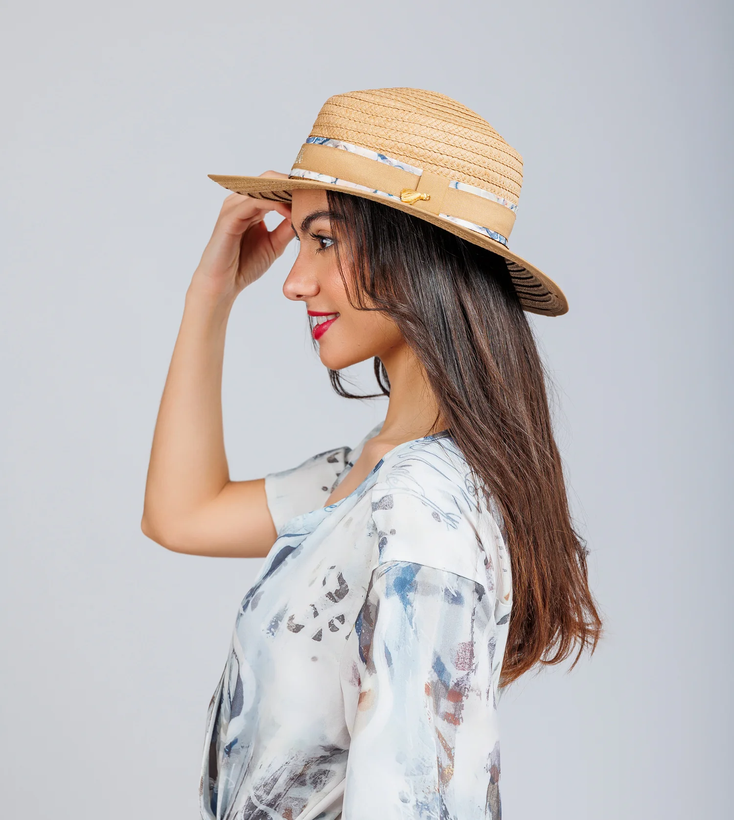 Chapeau en raphia beige - Image 2
