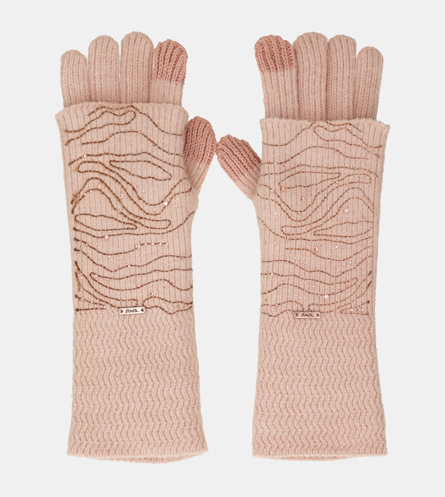 Gants en maille, beige - Image 3