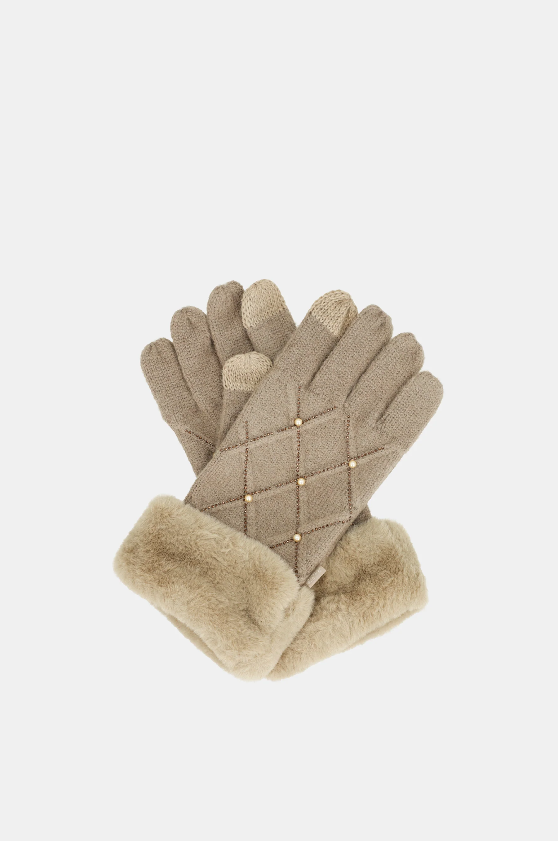 Gants en maille beige avec applications - Image 6
