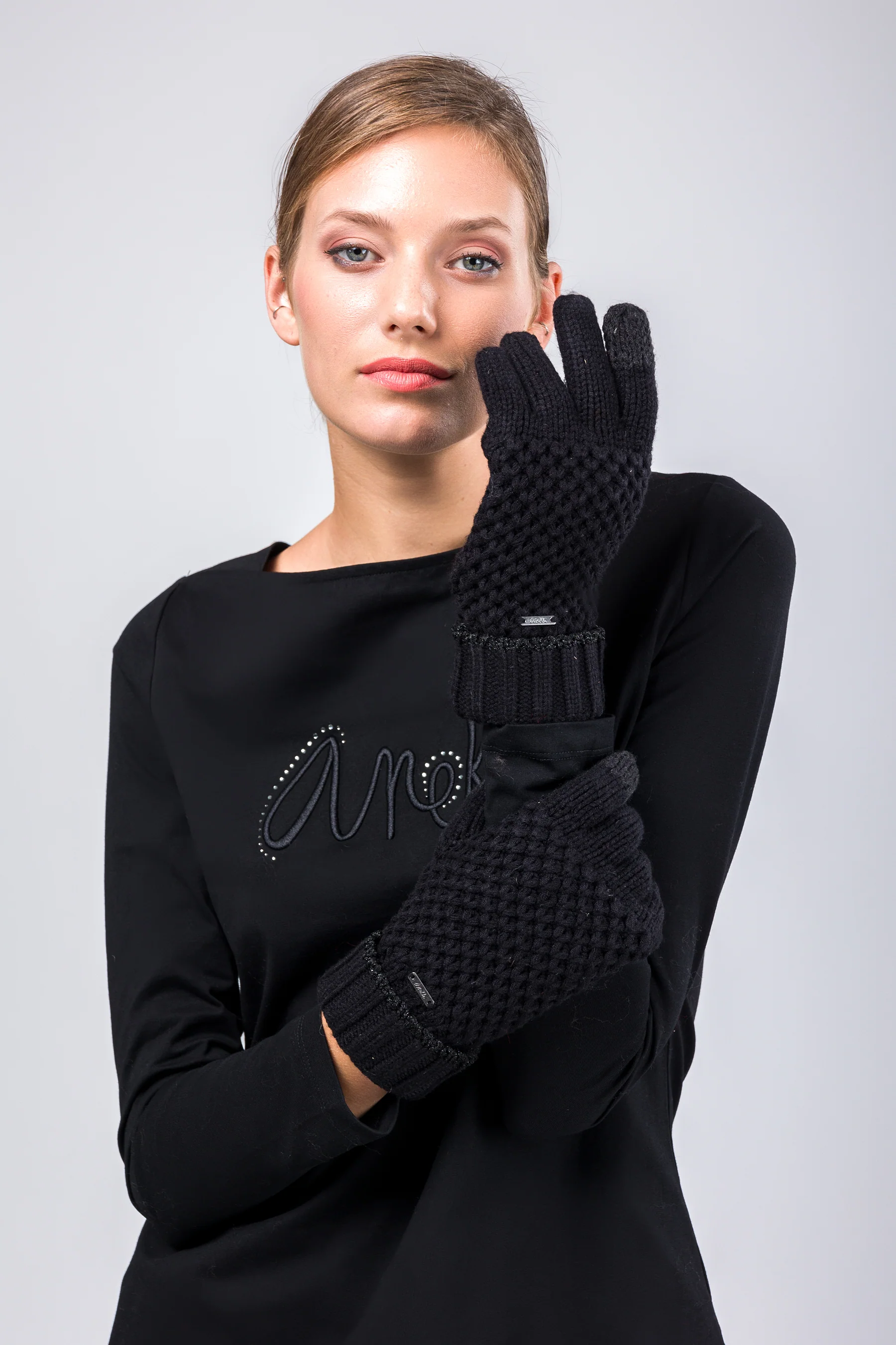 Gants en maille noir - Image 2