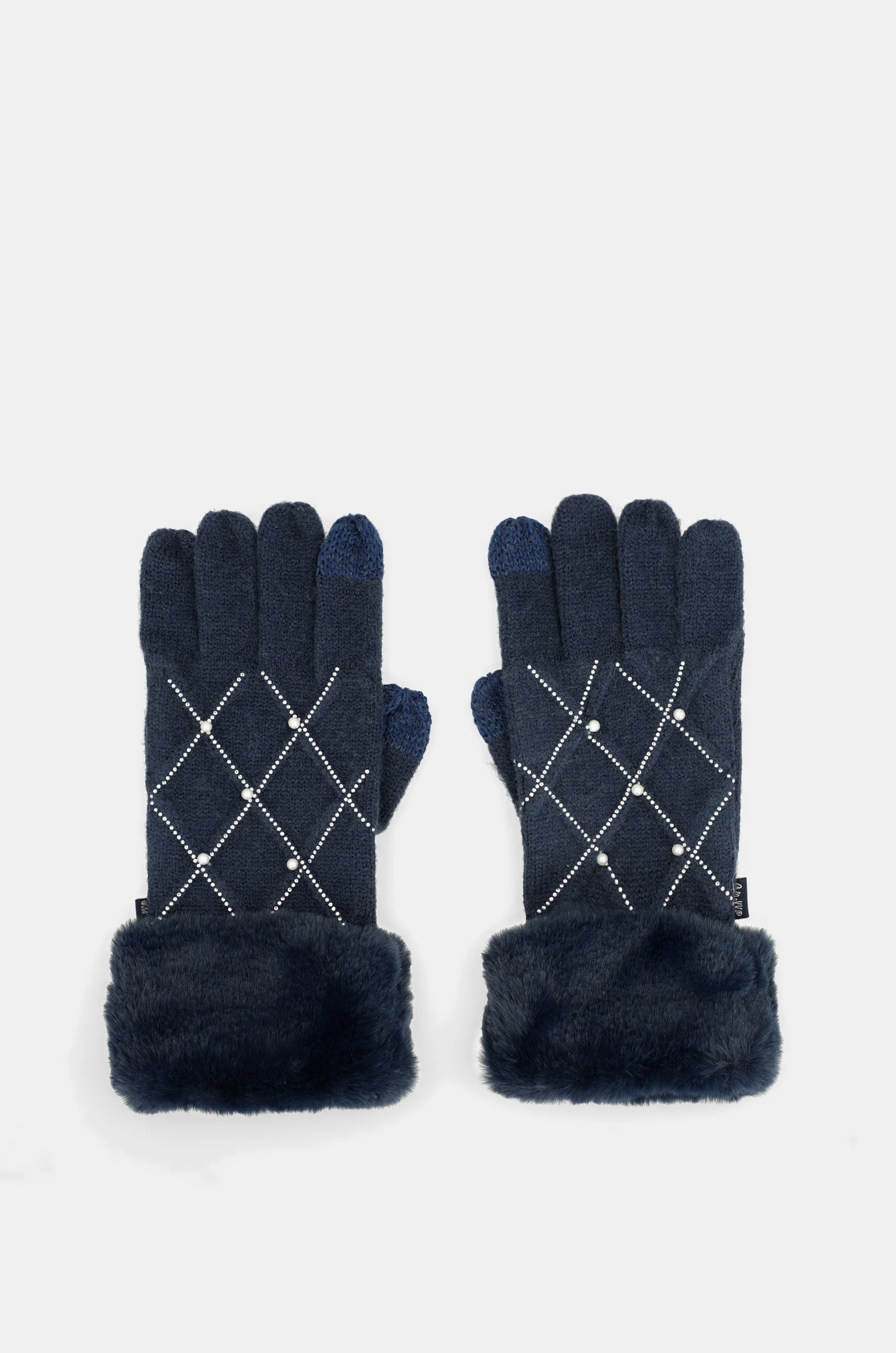 Gants en maille noir avec applications