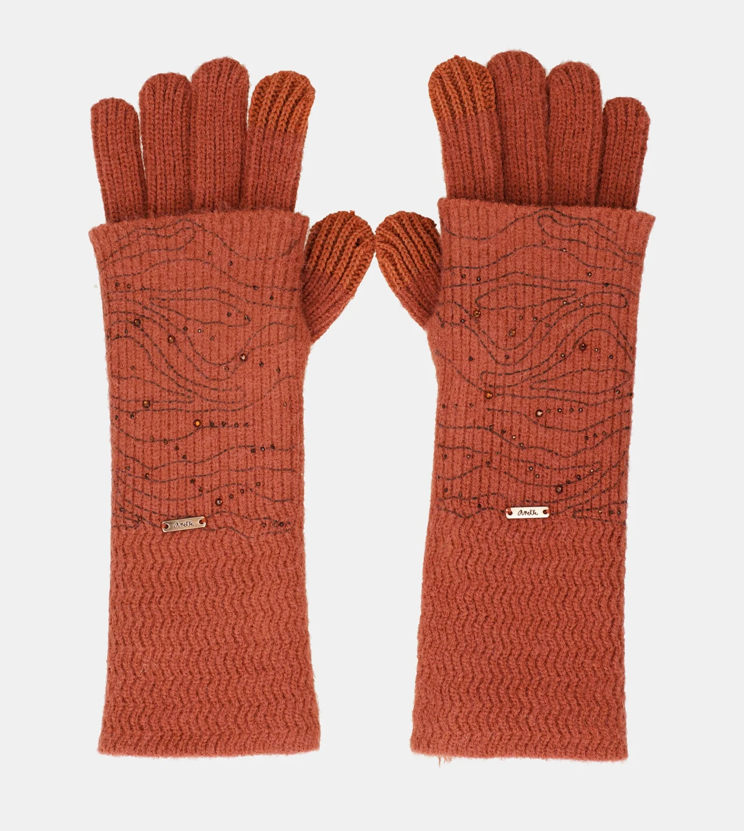 Gants en maille, rouge - Image 3