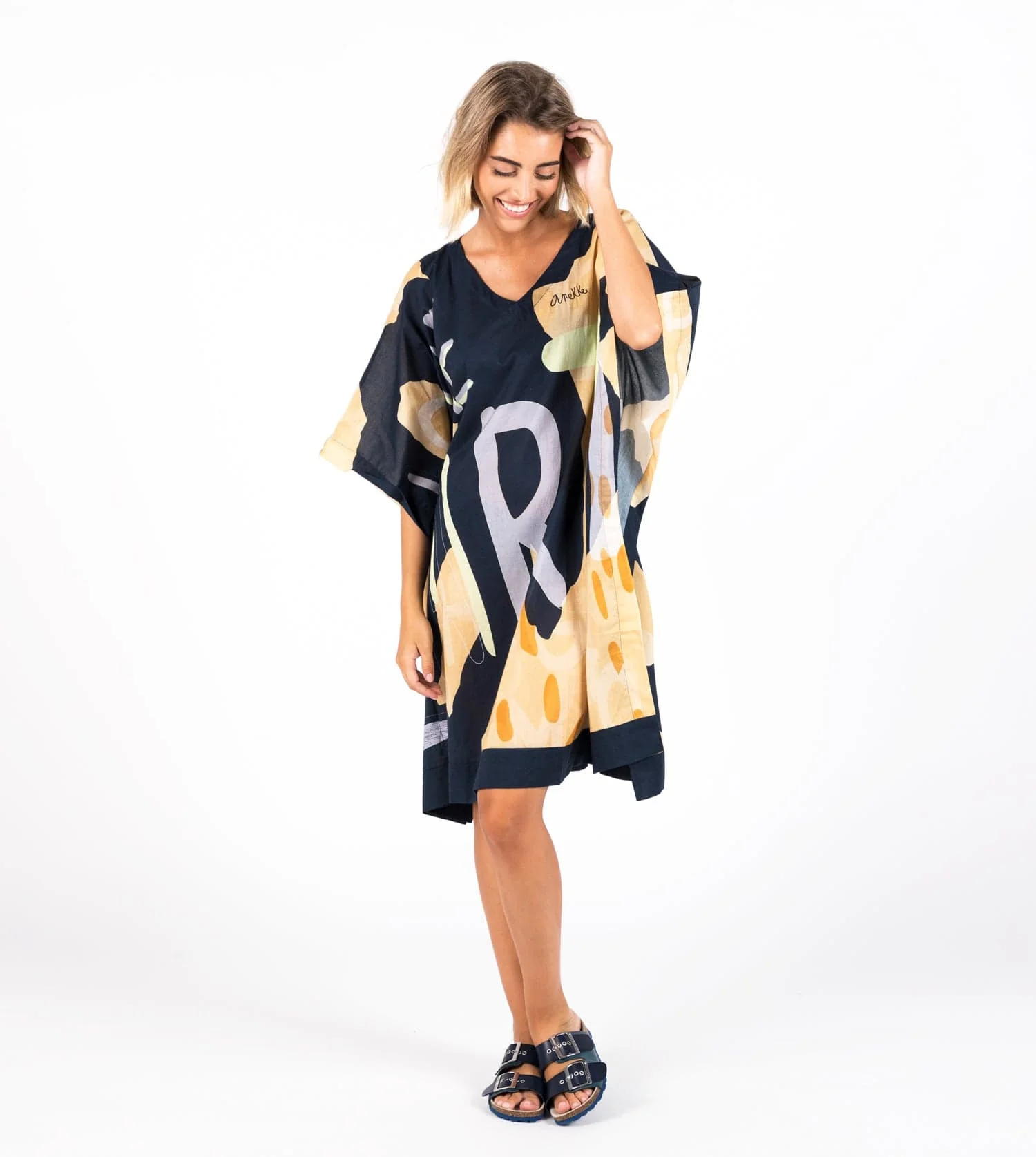 Kaftan à imprimé bleu marine - Image 2
