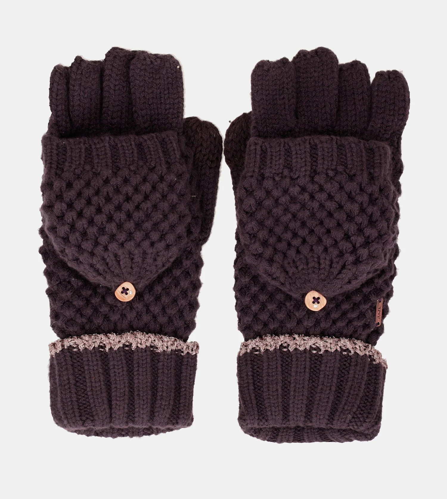 Mitaines en maille, violet - Image 4