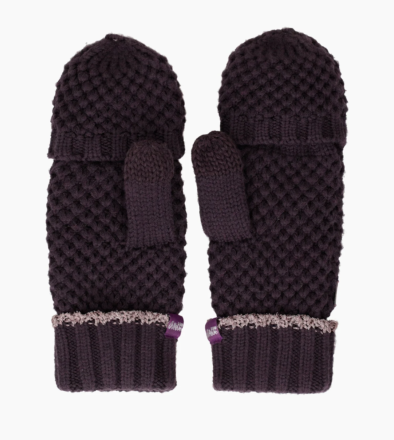 Mitaines en maille, violet - Image 5
