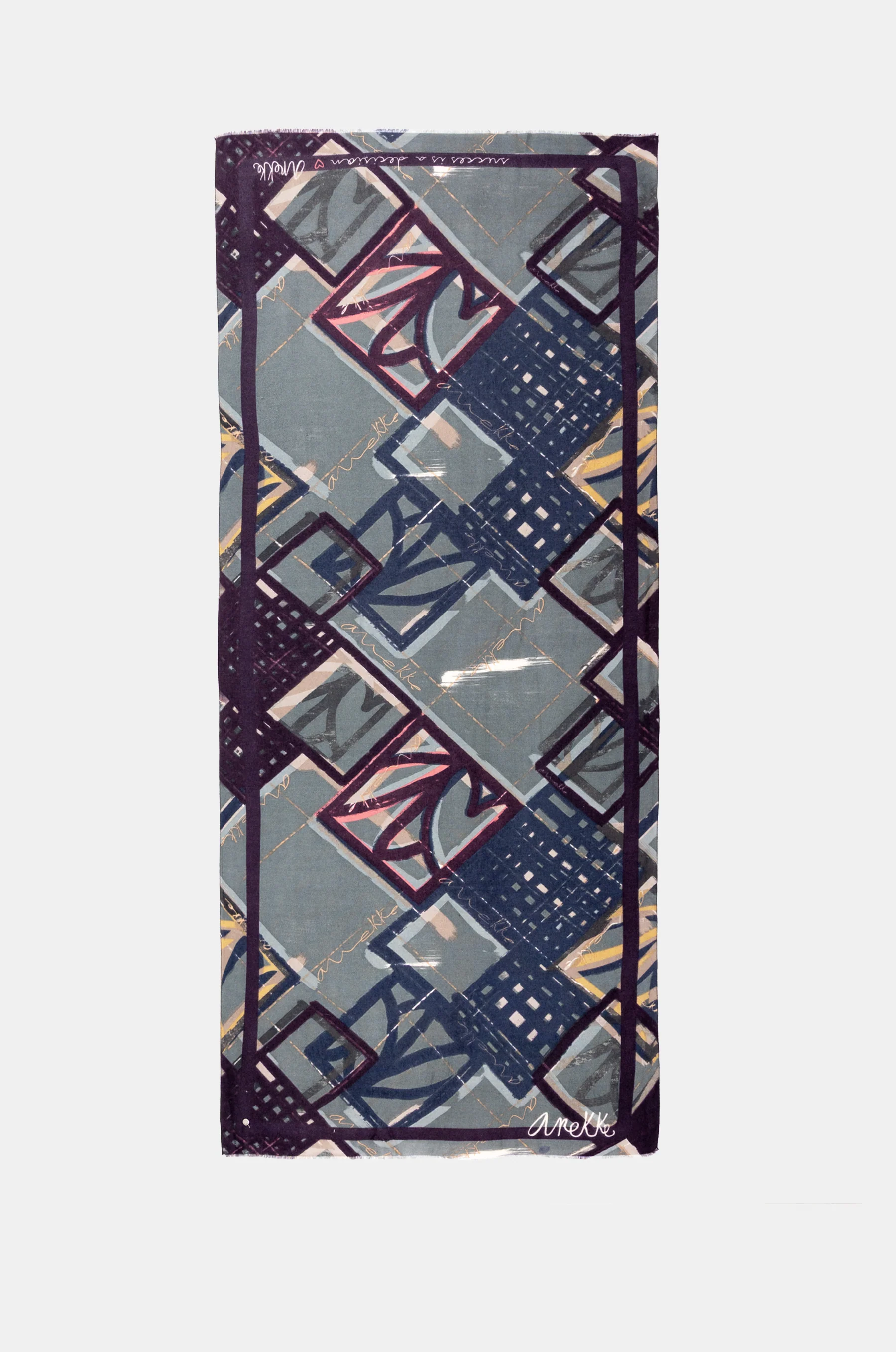 Pashmina bleu imprimé - Image 2