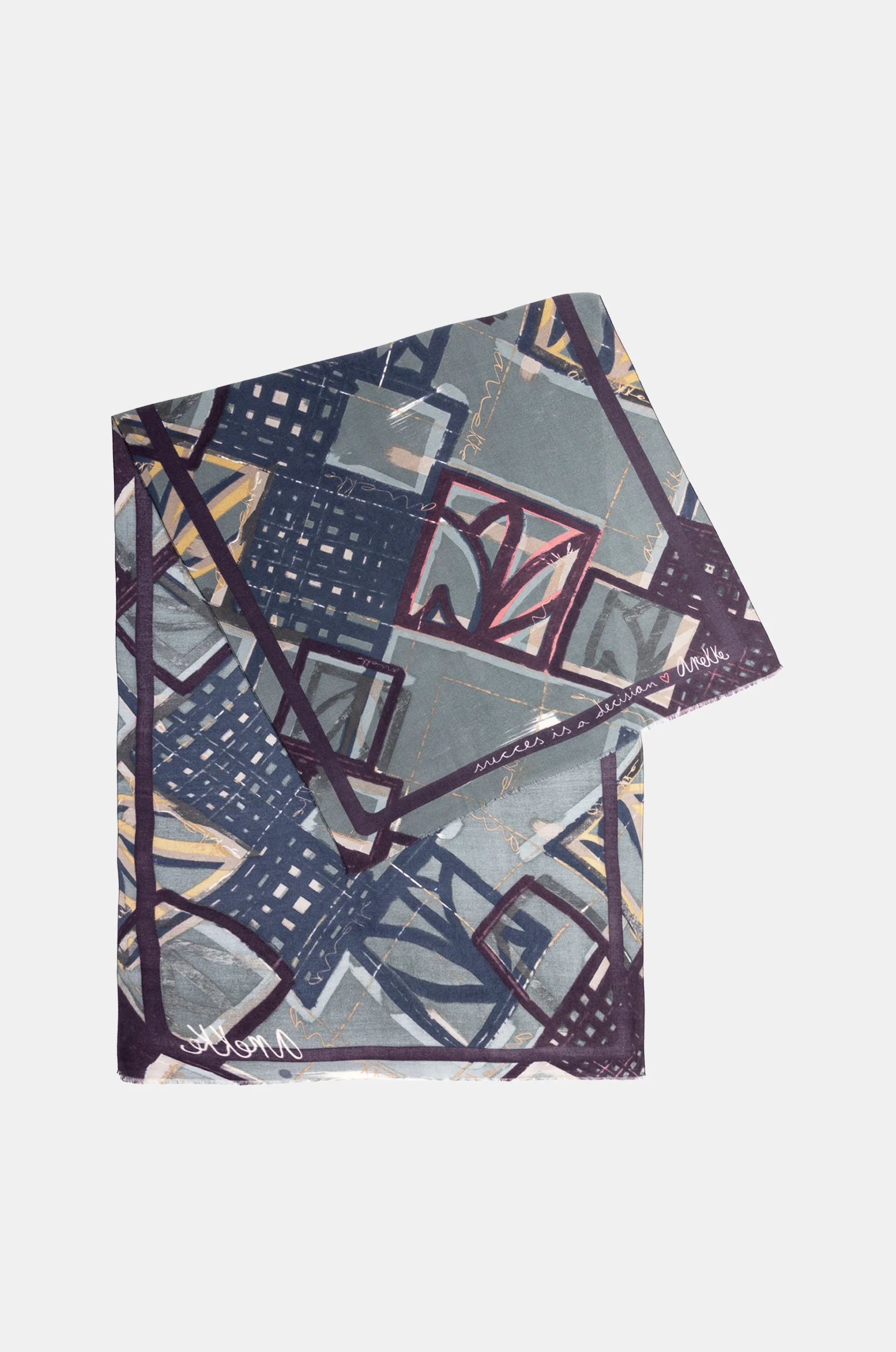 Pashmina bleu imprimé - Image 4