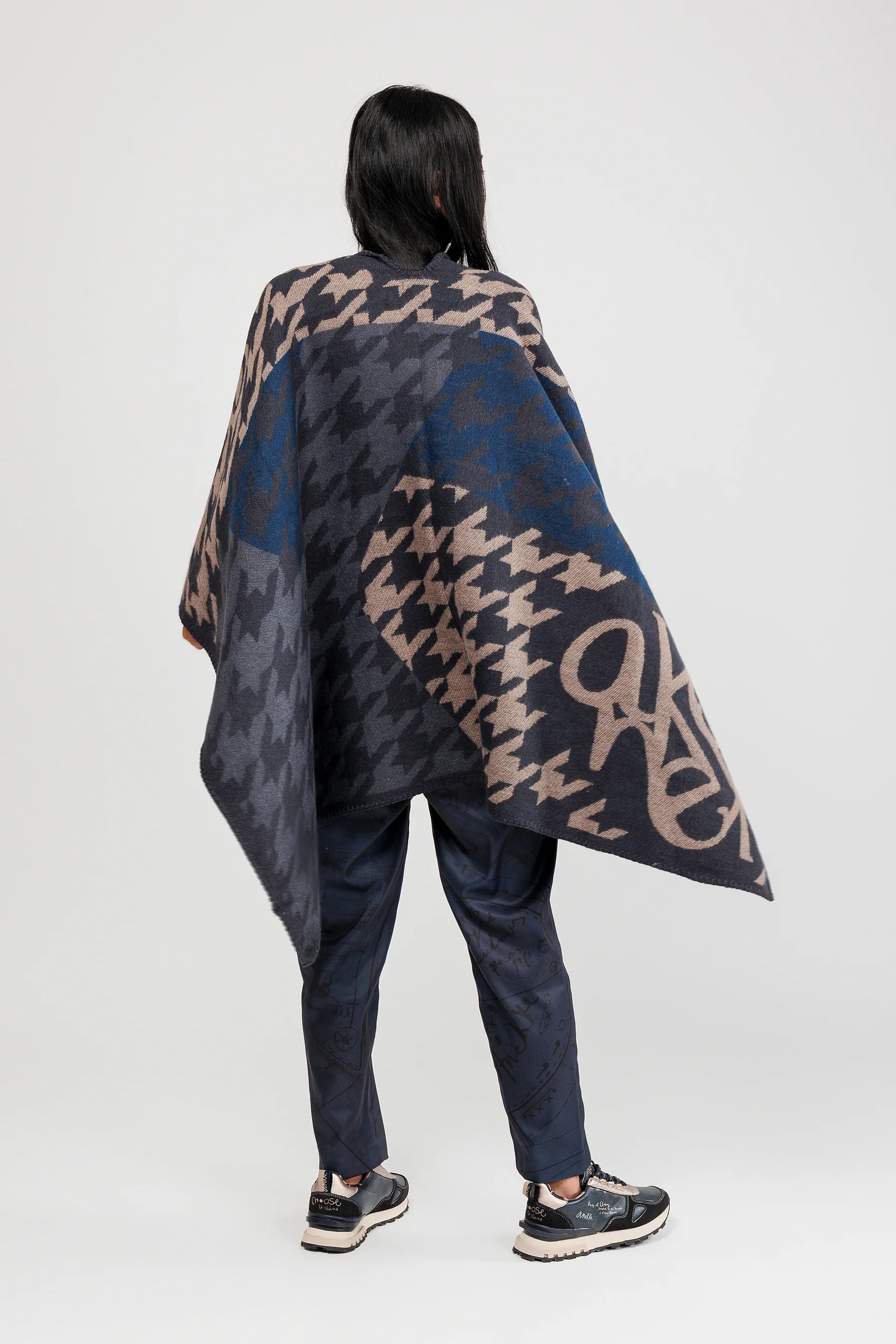Poncho bleu et beige - Image 4
