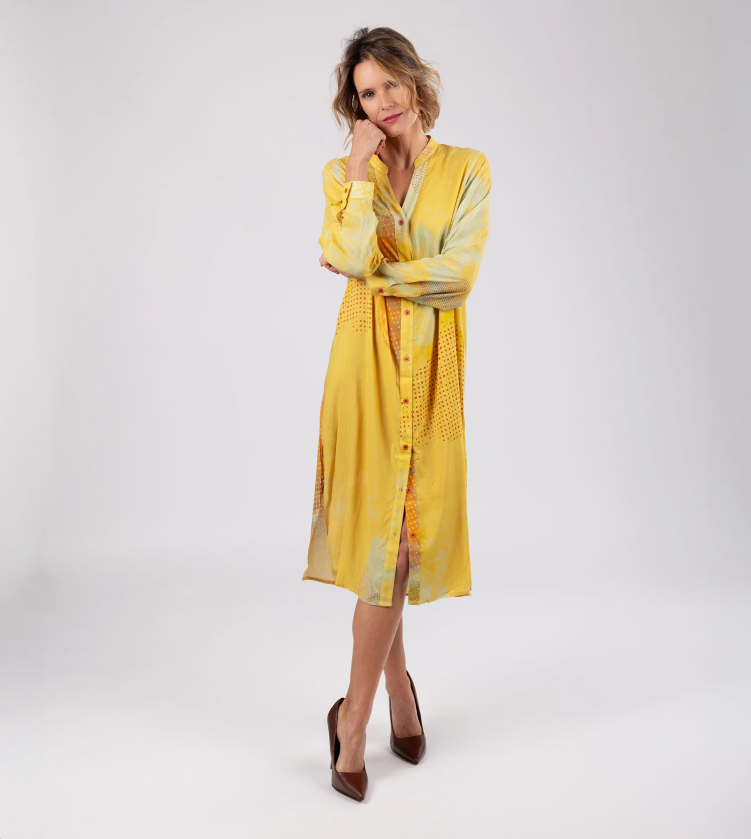 Robe chemise jaune - Image 2