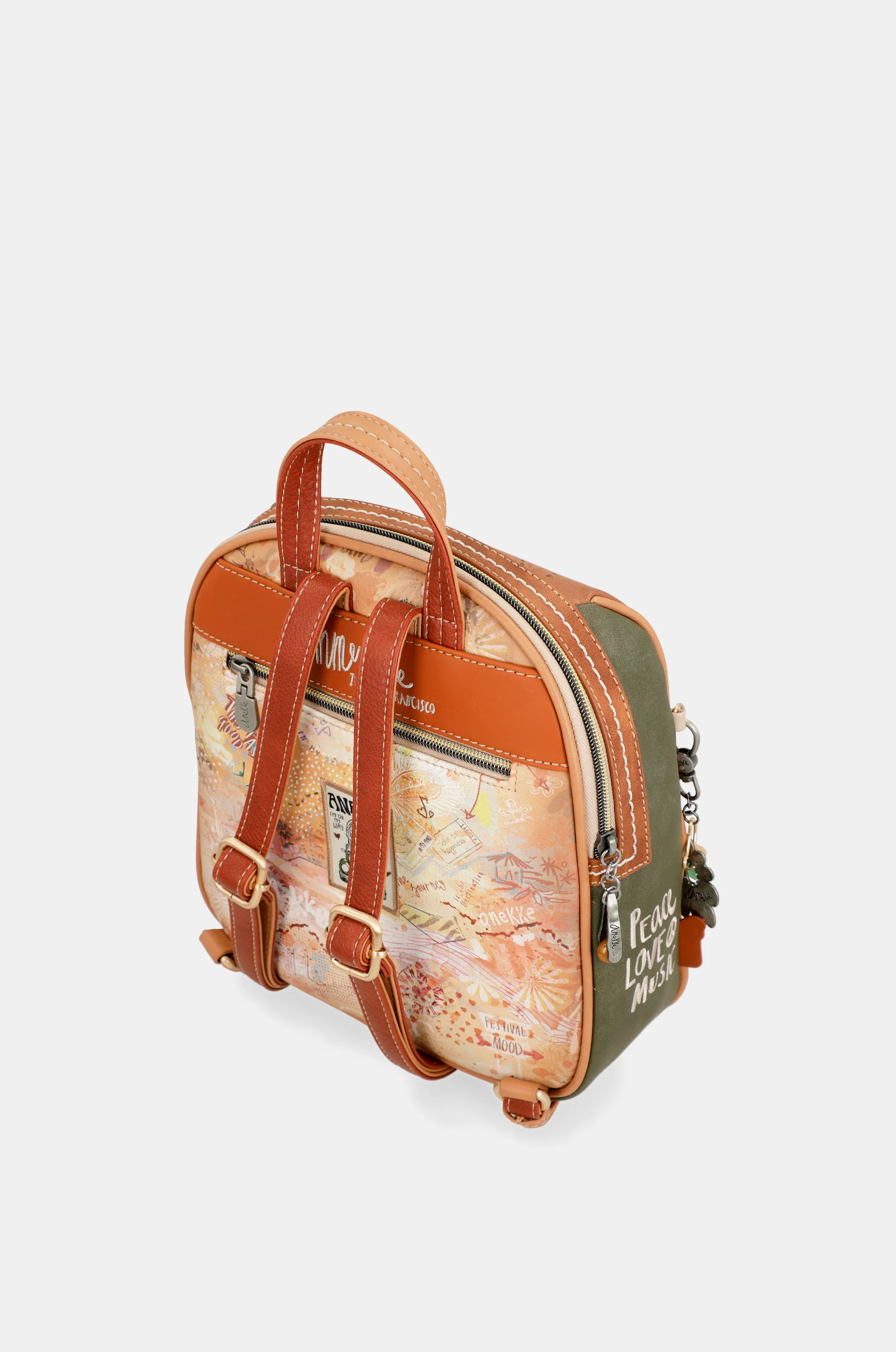 Sac à dos moyen format camel Peace & Love - Image 6