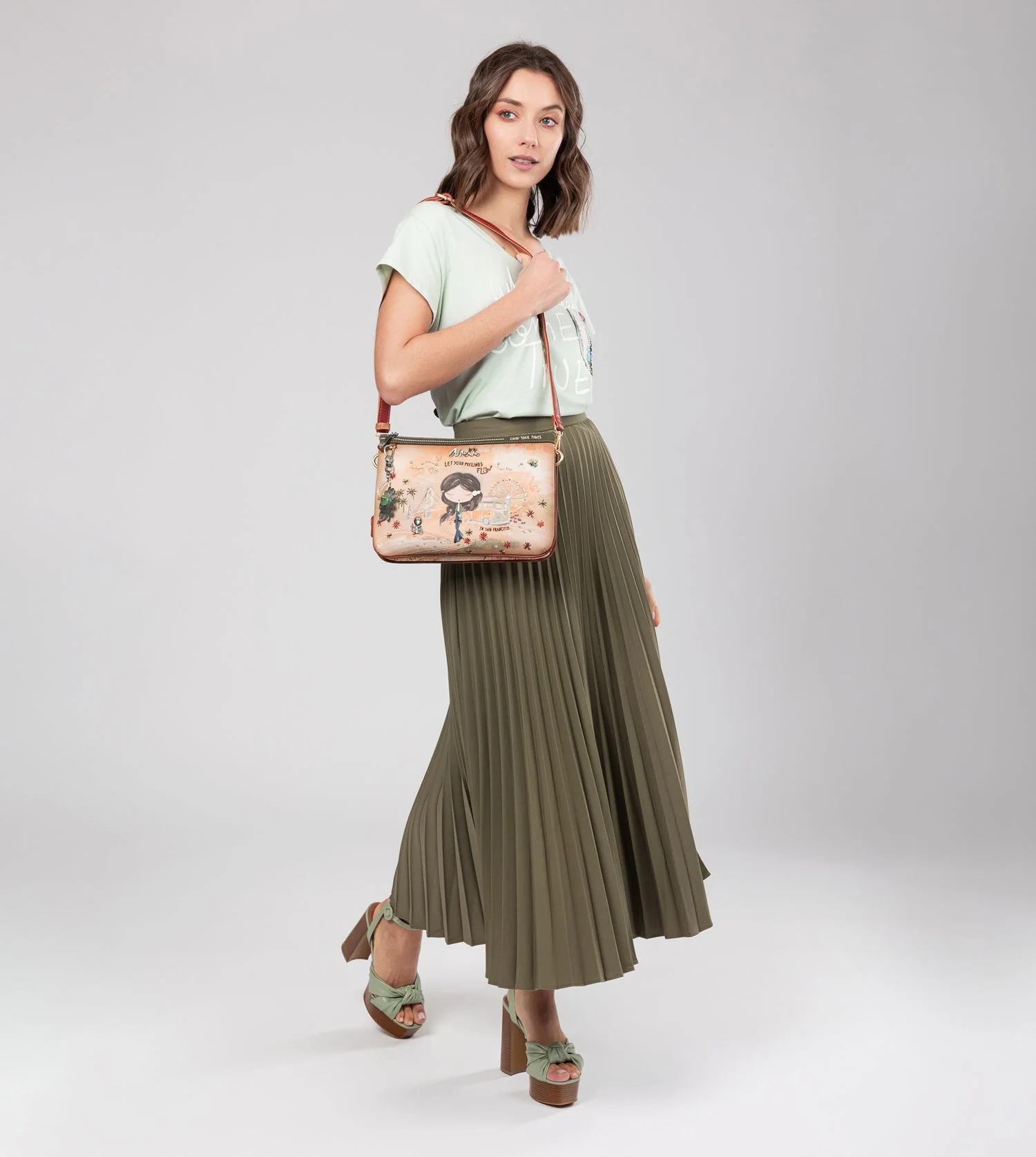 Sac bandoulière imprimé camel Peace & Love - Image 2
