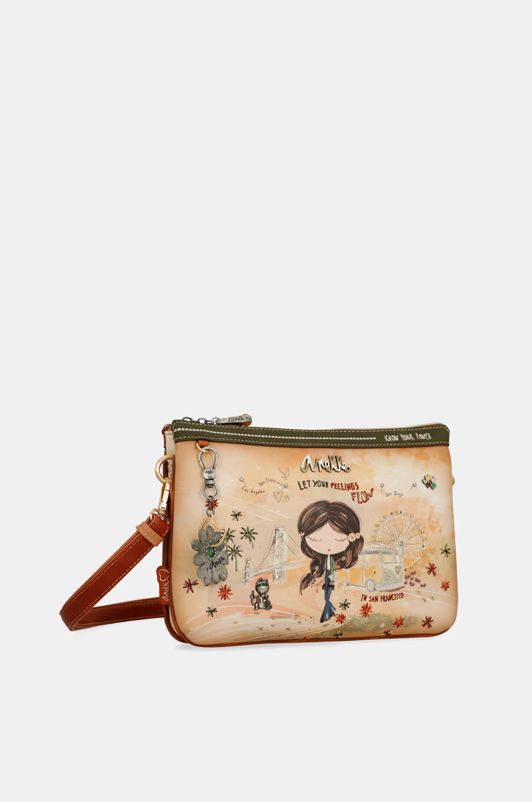 Sac bandoulière imprimé camel Peace & Love - Image 7