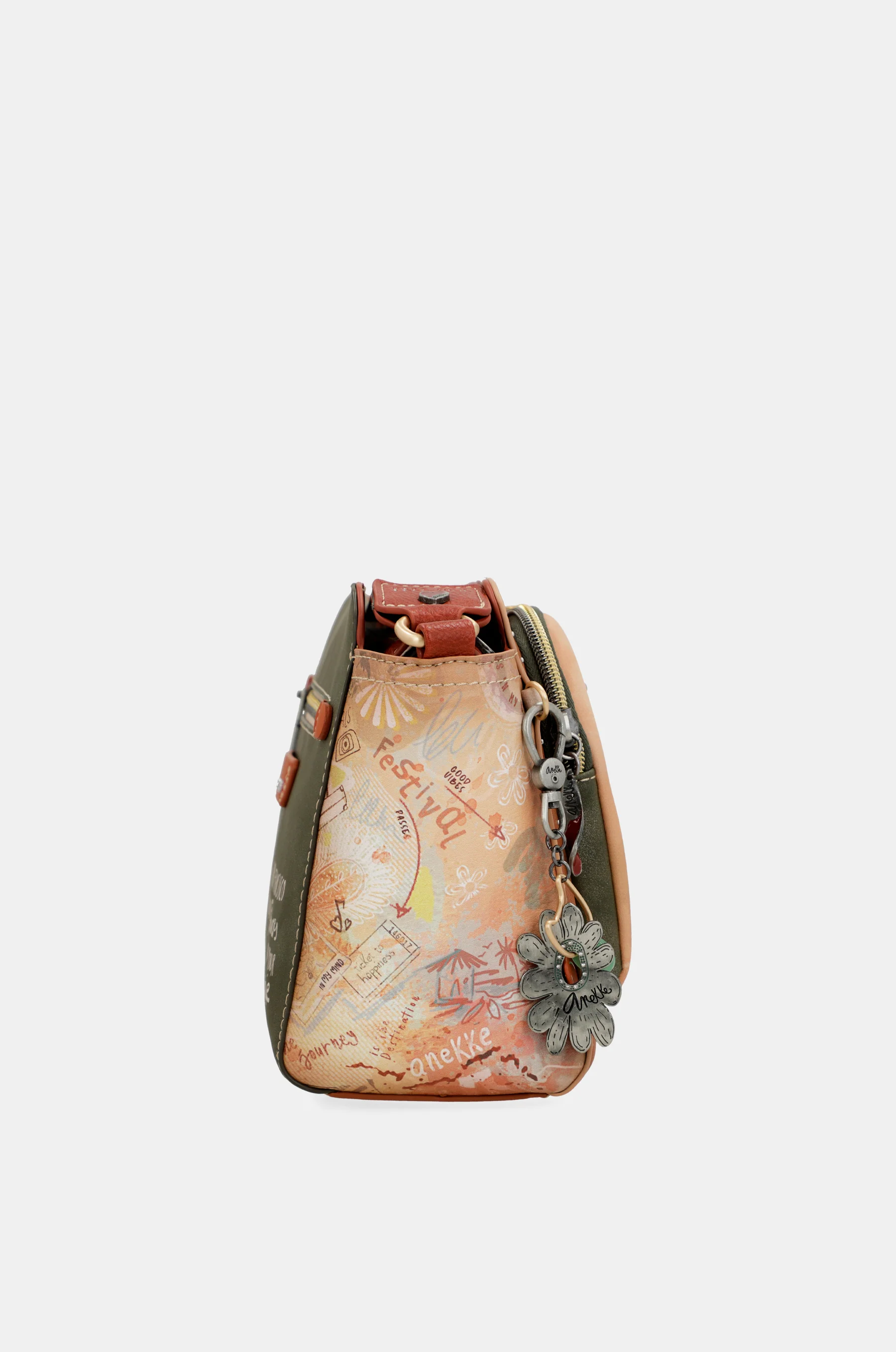 Sac bandoulière rectangulaire camel Peace & Love - Image 4
