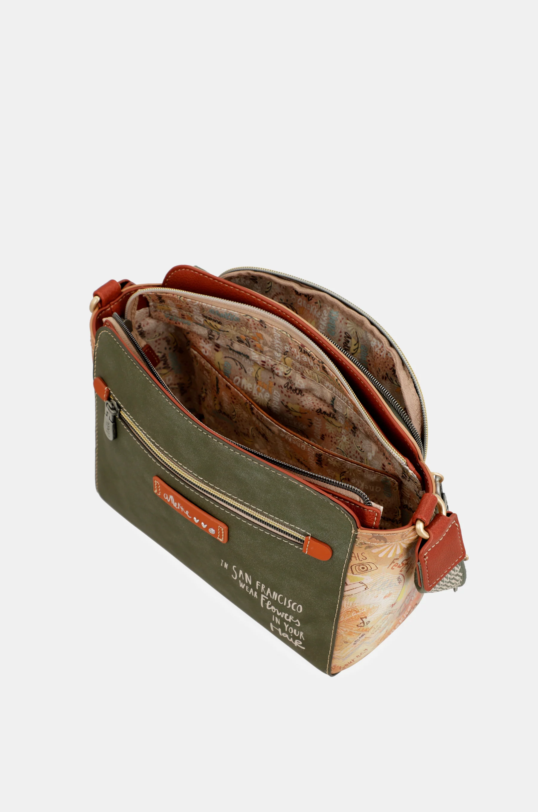 Sac bandoulière rectangulaire camel Peace & Love - Image 5