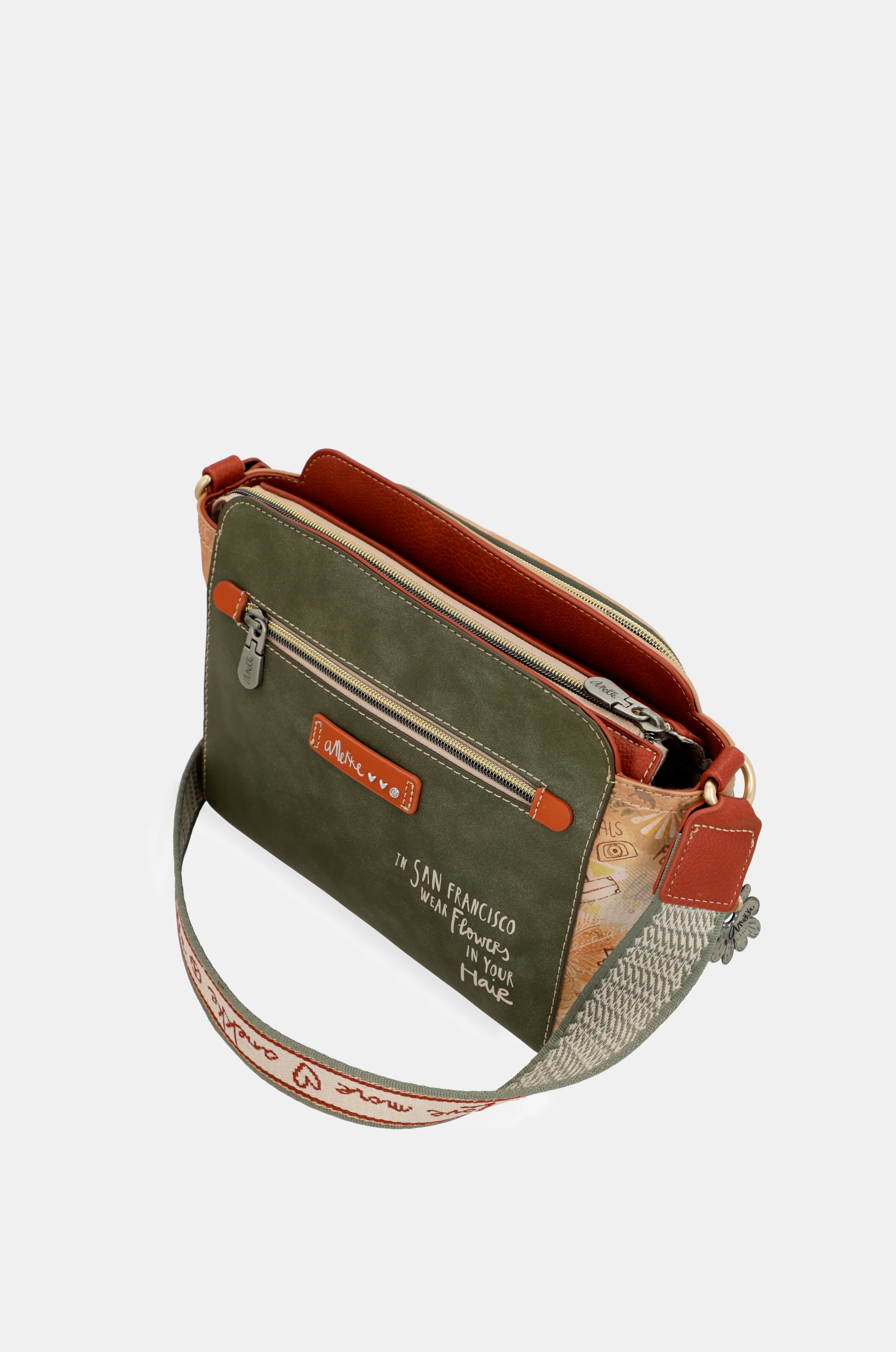 Sac bandoulière rectangulaire camel Peace & Love - Image 9