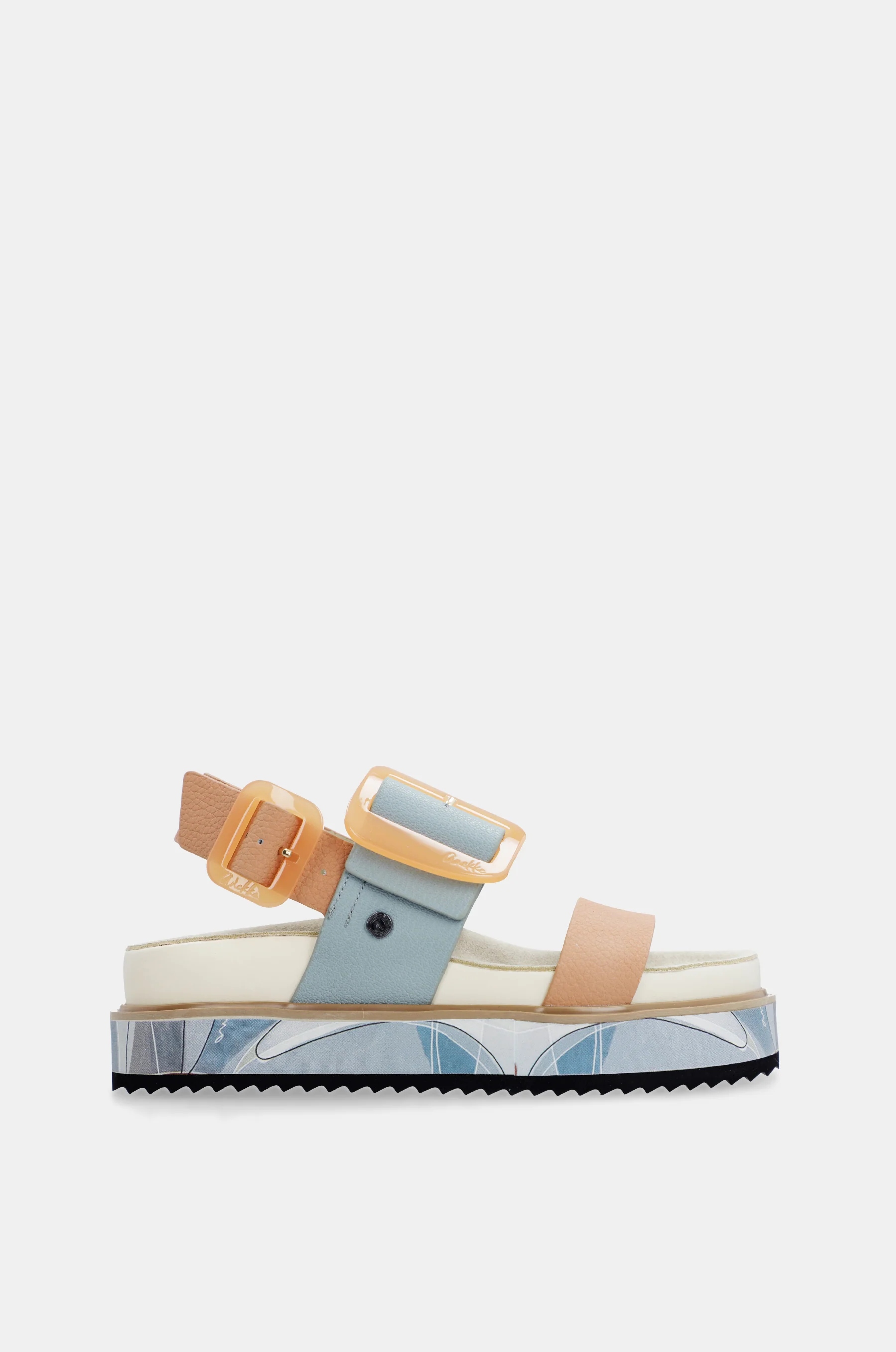 Sandales à plateforme bleues et rose-orangé