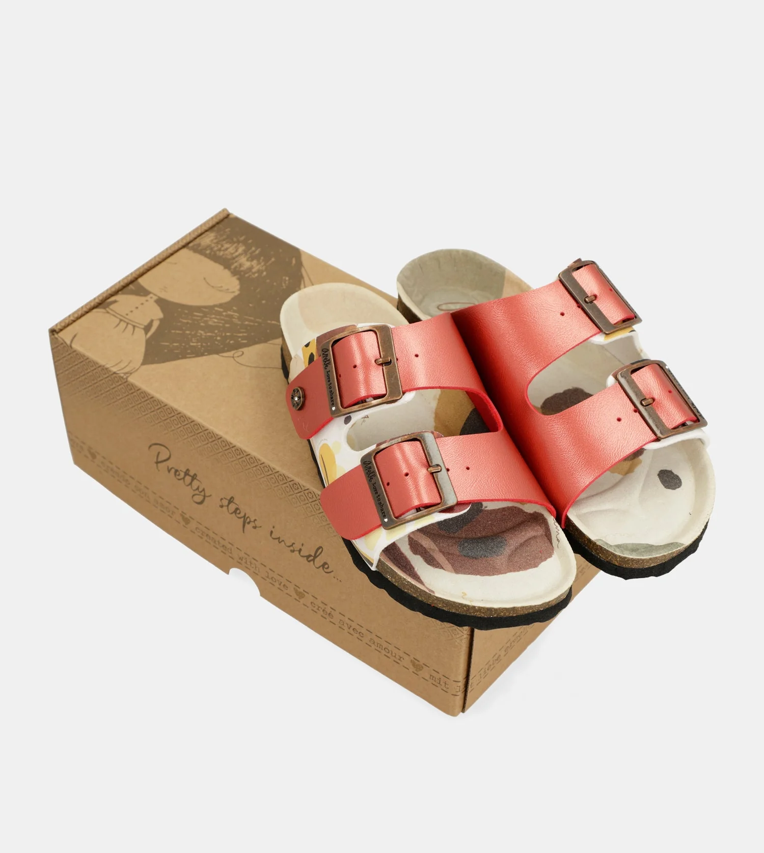 Sandales bio multicolores rouges - Image 9