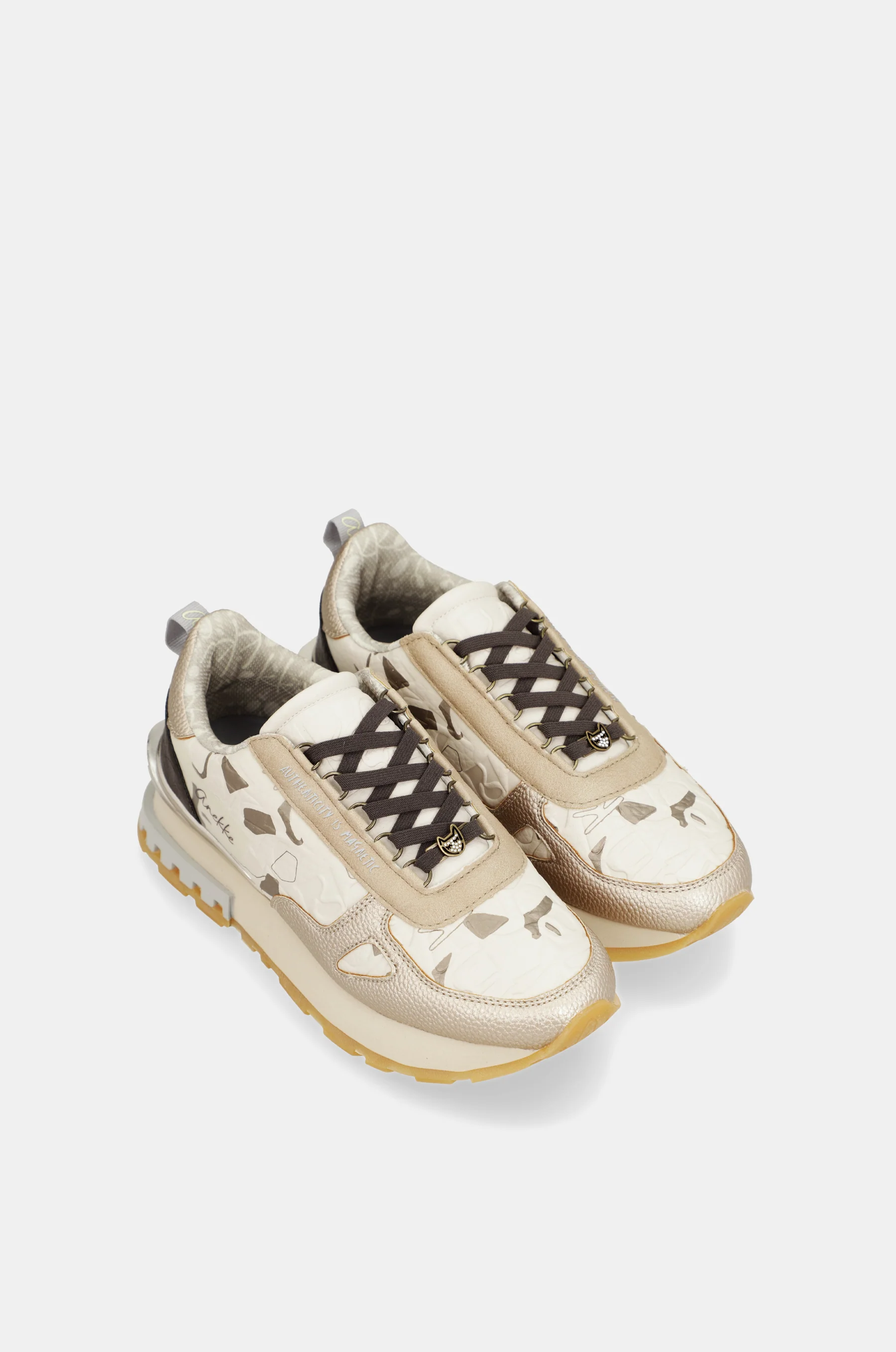 Sneakers beige et dorés - Image 7