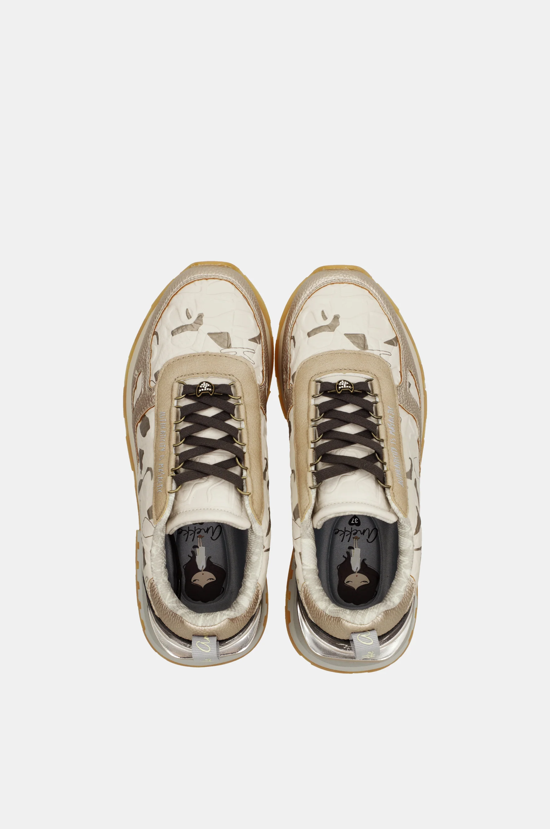 Sneakers beige et dorés - Image 9