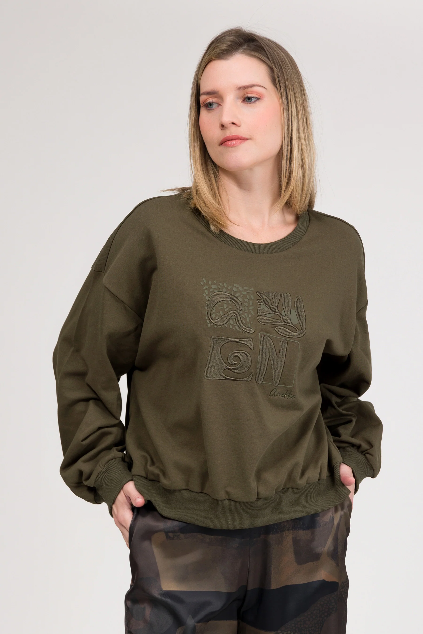 Sweat à manches longues vert militaire - Image 2