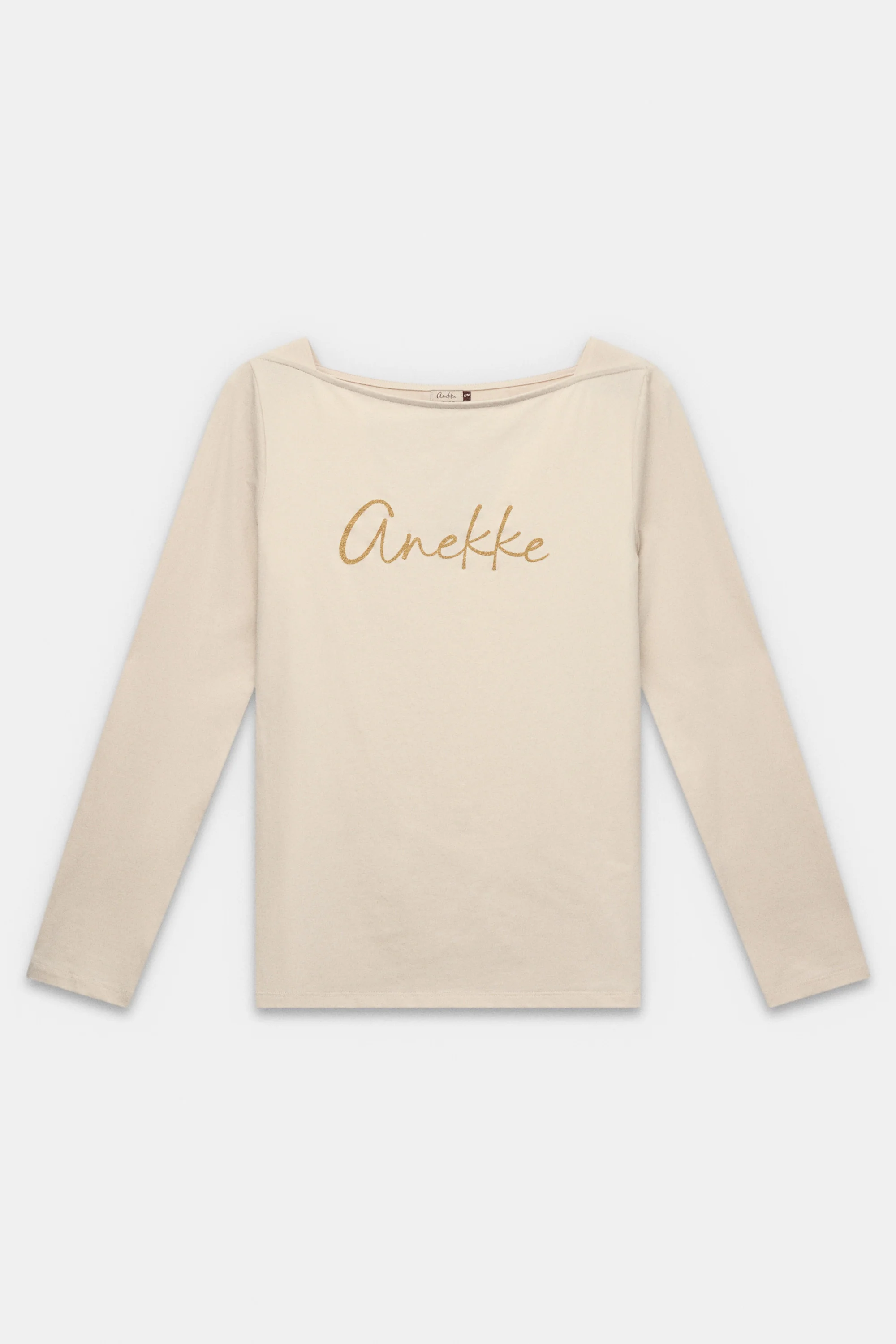 T-shirt à manches longues beige avec logo