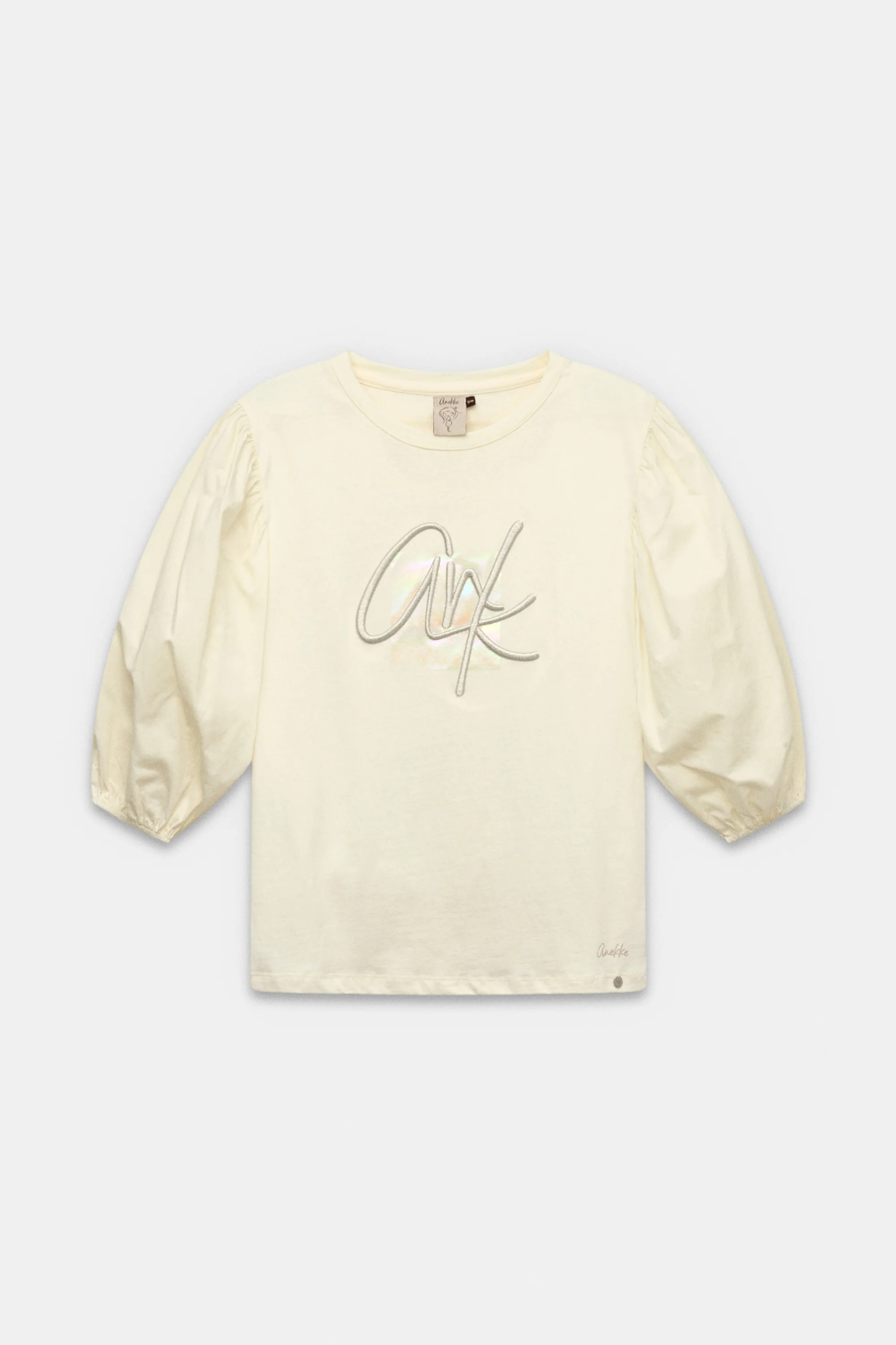 T-shirt beige à manches bouffantes