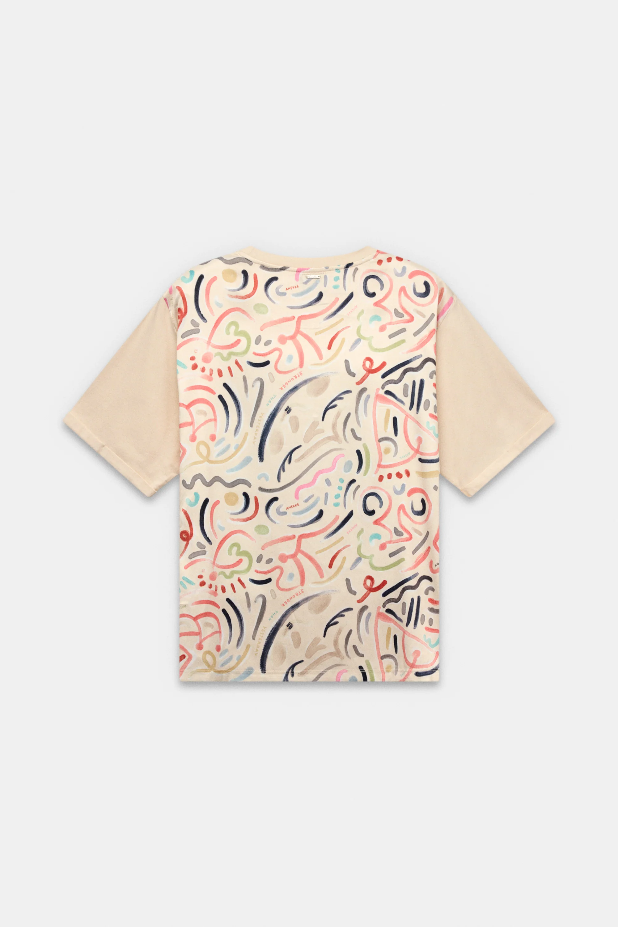 T-shirt beige à manches courtes avec imprimé - Image 3