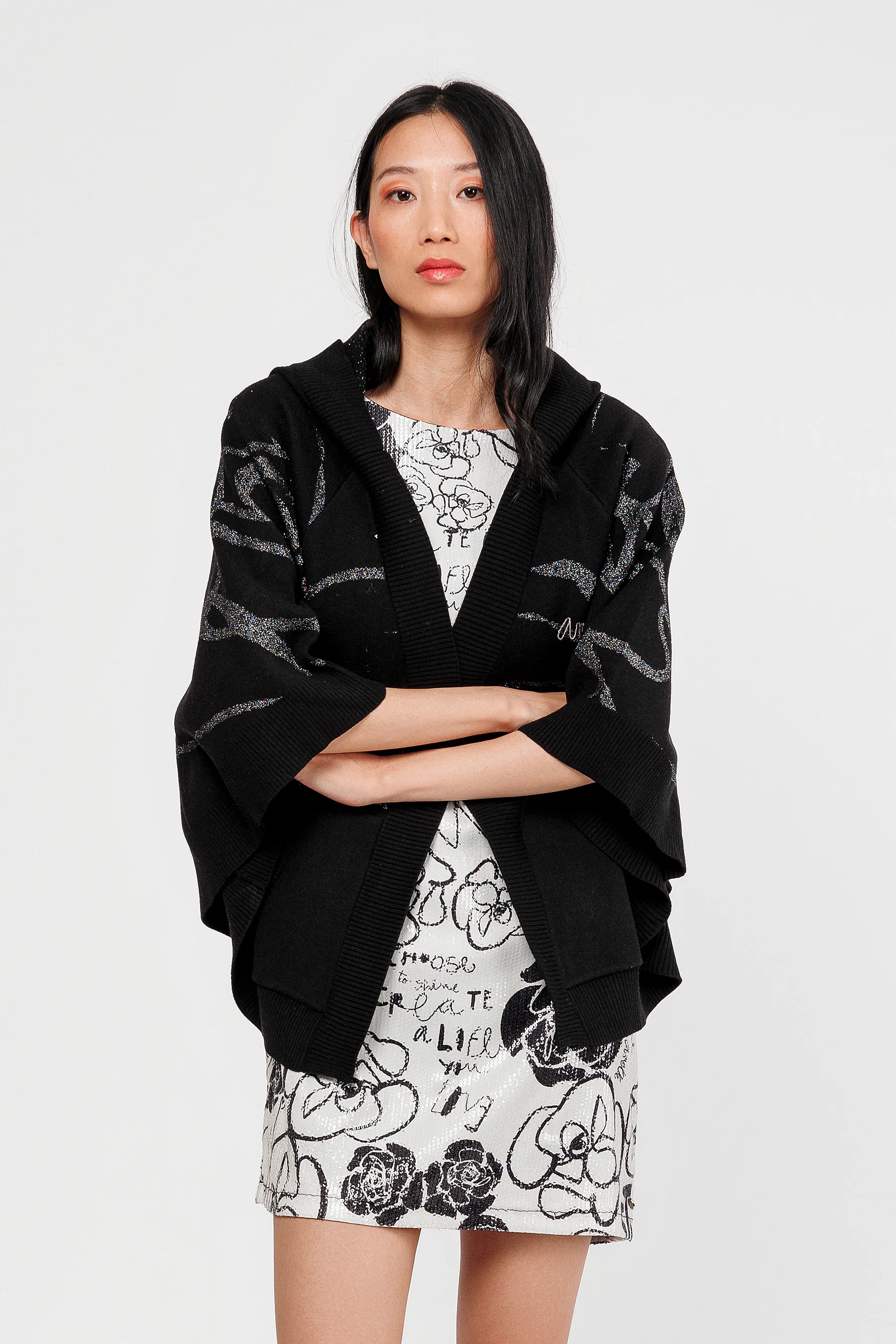 Veste style poncho noir